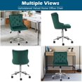 thumbnail image 3 of HYJY Green Velvet Armless Home Office Desk Chair with Gold Base/Wheels, Small Cute Vanity/Makeup Chair with Back for Bedroom, Upholstered Adjustable Rolling Swivel Nail Chair for Women/Girls, 3 of 10