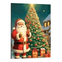 Creowell 16x20in Canvas Wall Art Picture for Living Room Bedroom Christmas Decor Santa Claus with Presents 16x20in