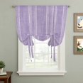 thumbnail image 2 of Purple Stripe Tie Up Curtains 45 Inches Long, Kitchen Window Curtains Over Sink, Farmhouse Modern Minimalist Geometric Small Window Curtains Shade Balloon Curtains Valances for Bedroom/Cafe 34"x45", 2 of 8