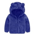 thumbnail image 2 of ZCFZJW Baby Boys Girls Toddler Hooded Jacket Fleece Hoodie Winter Warm Solid Color Coat Cute Bear Ear Full Zip Up Sweater Thick Clothes(Z-Blue,2-3 Years), 2 of 6