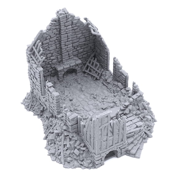 Terrain EnderToys Ruined Barlyway Cottage, 28 mm, impreso en 3D
