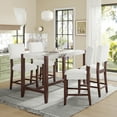 thumbnail image 2 of 5-Piece Counter Height Dining Table Set with Faux Marble Top & 4 Upholstered Chairs, Mid-Century Modern Space-Saving Dining for Small Apartments, Kitchens & Home Offices, 2 of 9