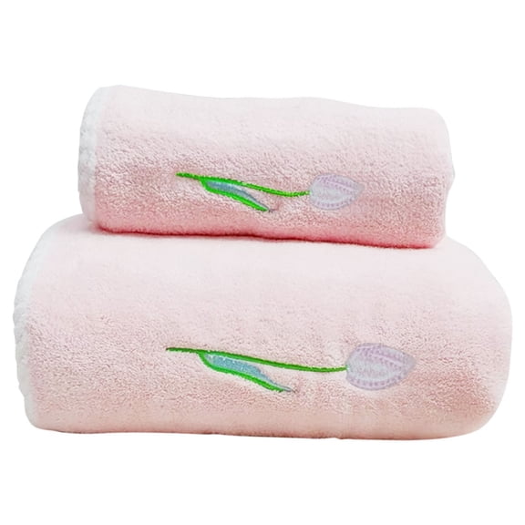 Bizhua Tulip towel Pink 35*75Coral Velvet towel towel Cover towel Baby and Children'S Soft Absorbent Flower for Home Use