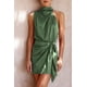 thumbnail image 3 of Vestido PRETTYGARDEN Verde Militar de Satén Sin Mangas con Cuello Simulado Talla S, 3 of 8