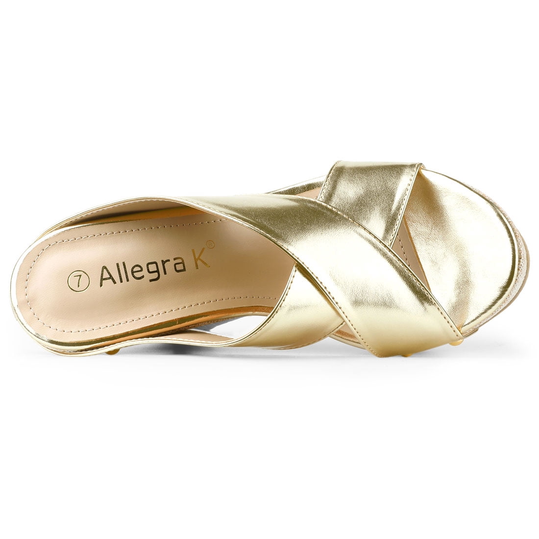 DARING DIVA Women's Stylish Open Toe Linen Platform Slide Wedge Sandals Gold 10
