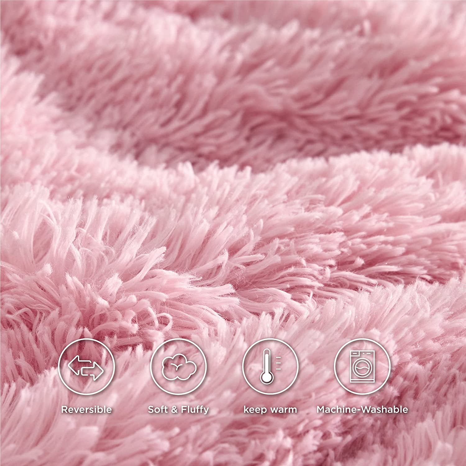 Htooq Soft Fuzzy Faux Fur Sherpa Fleece Throw Blanket Pink Twin Warm Thick Fluffy Plush Cozy Reversible Shaggy Blanket For Sofa And Bed Comfy Furry