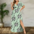thumbnail image 2 of Jophufed Womens Plus Size Summer Dresses 2024 Party Boho Print Maxi Long Dress V-Neck Short Sleeve Dresses for Wedding Guest on Clearance, 2 of 5