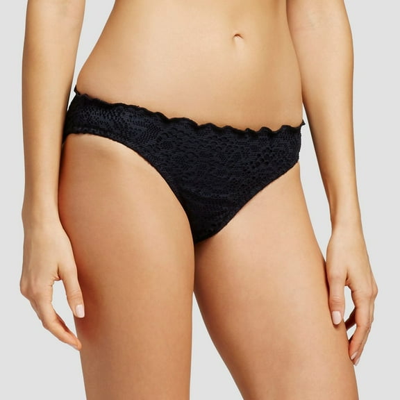 Mossimo Black Crochet Lace Cheeky Bikini Bottom Swimwear Women's Small