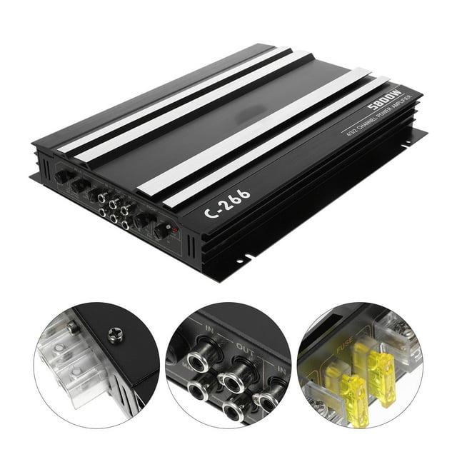 OUNONA 4 Channel Car Amplifier Black High Power Acoustic Amplifier for Car with Temperature Resistance