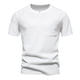 thumbnail image 2 of Camiseta informal de cuello en V para hombre: color liso con bolsillos, diseño moderno, tejido de poliéster, tallas S-XXL para uso diario., 2 of 7