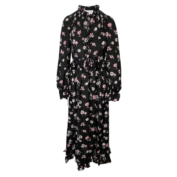 Pre-Owned Les Revêries Tie-front Maxi Dress in Floral Print Silk