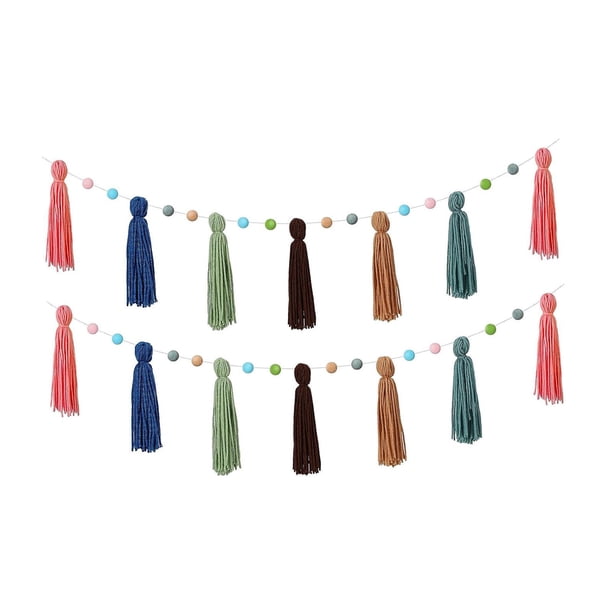 Guirnalda de borlas bohemia pastel de 31,5 pulgadas, accesorios para fotos, guirnalda de pared para colgar en la pared Estilo C