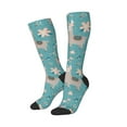 thumbnail image 2 of Daiia Sports Socks Teal Mama Llama Printed Novelty Crew Socks for Men Women Knee High Socks Cotton Socks Soft & Breathable Support Unisex Socks, 2 of 9