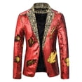 thumbnail image 3 of LoyisViDion Men'S Autumn and Winter Personality Sequins Casual Suit Jacket Red 6(M), 3 of 4