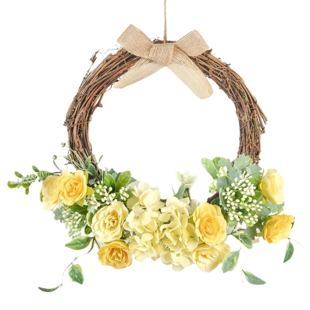 Guirnalda de flores para puerta delantera Fernando colgante telón de Fondo decorativo interior amarillo