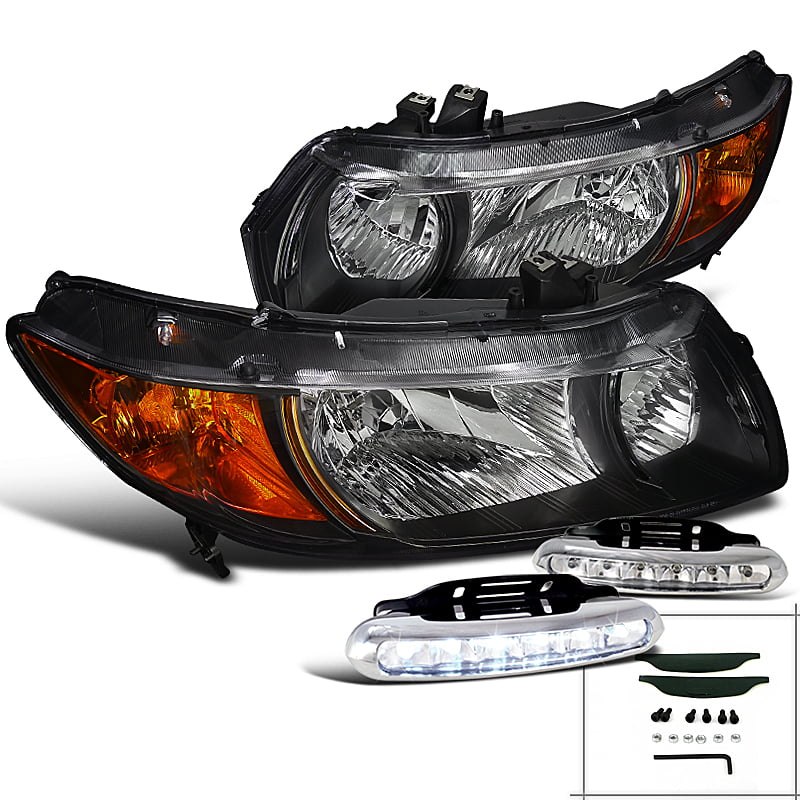 Spec-D Tuning Black Tail Lights for 2006-2011 Honda Civic 2Dr Coupe Taillights Assembly Left Right Pair 