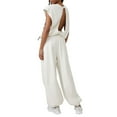 thumbnail image 5 of Baberdicy Pants Pants Throw and Go Onesie Jumpsuits for Women Casual Summer 2023 Cutout Sleeveless Crewneck Drawstring Waist Long Pants Romper with Pockets Bodysuits for Women White S-3Xl, 5 of 9