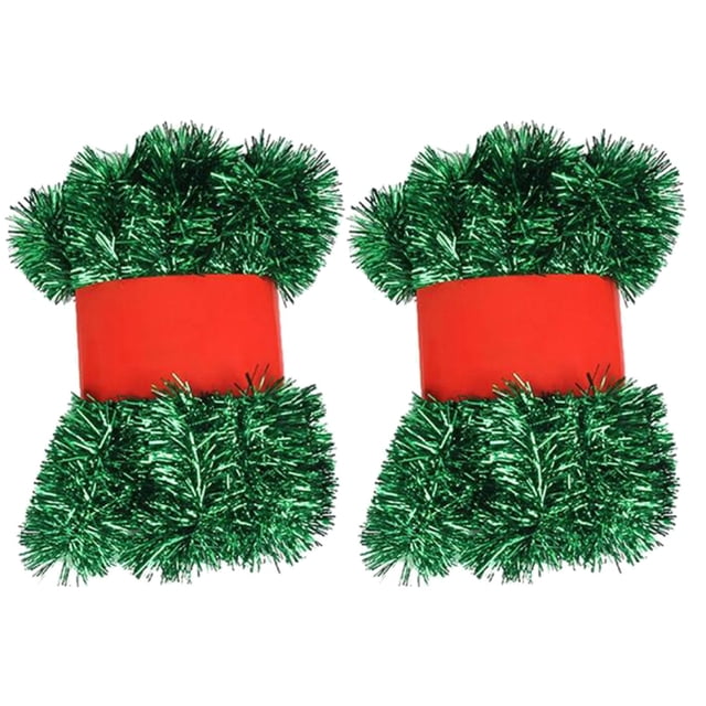 Corona navideña de 2 piezas de papel de aluminio Decoración total de 33 pies Serpentina metálica Decoración para árbol de Navidad Artículos para fiestas de fin de año para interior y exterior