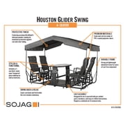 Sojag Houston 4-Seat Outdoor Glider With Canopy, Weather-Resistant Aluminum Frame, Tempered Glass Top Table and Footrest Included, Charcoal