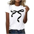 thumbnail image 5 of Womens Valentines Day Shirt White Bow Print T-Shirt Cute Romantic Soft Tee for Date Night & Casual Gift,Size XL, 5 of 5