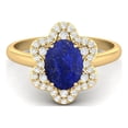 thumbnail image 1 of Bague de Fiançailles pour Femmes, Forme Ovale, Lapis, 925 Argent Jaune Plaqué, 1 of 4