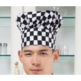 thumbnail image 3 of 2 PCS Professional Kitchen Chef's Hat Checkerboard Grid Black and White Grid - Black & White Checkered, 3 of 5