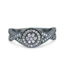 Rose Tone, Simulated Cubic Zirconia Size-5 Half Eternity Halo Art Deco Ring Wedding Engagement Infinity Band 925 Sterling Silver