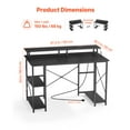 thumbnail image 3 of KFFKFF 47" Gaming Desk with LED Lights & Power Outlets, Computer Desk with Monitor Stand & 2-Tier Storage Sheves, Black, 3 of 9