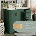 thumbnail image 6 of YYAo Bathroom Storage Vanity, Floor Cabinet,36" Traditional Bathroom Vanity with Ceramics Sink, Green Bathroom Cabinet with 2 Doors and 4 Drawers, 6 of 13
