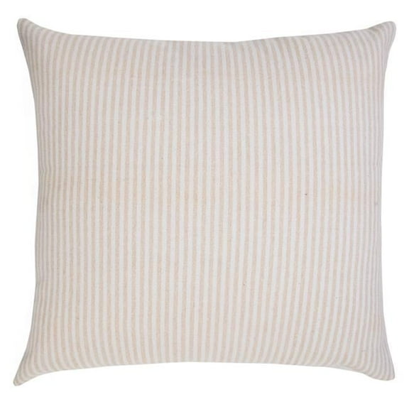 4 x 20 x 20 in. Beige Striped Zippered 100 Percent Cotton Throw Pillow - Set of 2
