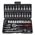 thumbnail image 1 of 46 Pieces 1/4 inch Drive Socket Ratchet Wrench Bit Bits Included Sliding Bar Extension Bar 1/4"Quick Ratchet Handle black, 1 of 5