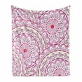 thumbnail image 1 of Mandala Soft Flannel Fleece Throw Blanket, Design Floral Leaf Like Circled Pattern Dots Print, Cozy Plush for Indoor and Outdoor Use, 70" x 90", Hot Pink Magenta, by Ambesonne, 1 of 6