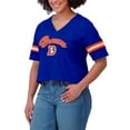 thumbnail image 4 of Women's WEAR by Erin Andrews Royal Denver Broncos Plus Size Color Block Boxy V-Neck T-Shirt, 4 of 4