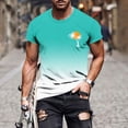 thumbnail image 6 of Hfnxid Mens Big and Tall Top Fashion Graphic Short Sleeve T-Shirt Slim Fit Gradient Crew Neck Tee Summer Classic Breathable Tropical Print Printed Shirts Sky Blue XXXXL, 6 of 6