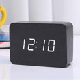 thumbnail image 1 of Reloj despertador digital LED Reloj de mesa pequeño similar a la madera con pantalla de fecha y temperatura, 3 brillos ajustables, control de voz, pantalla de 2 modos (negro) Sincero  Hogar, 1 of 7