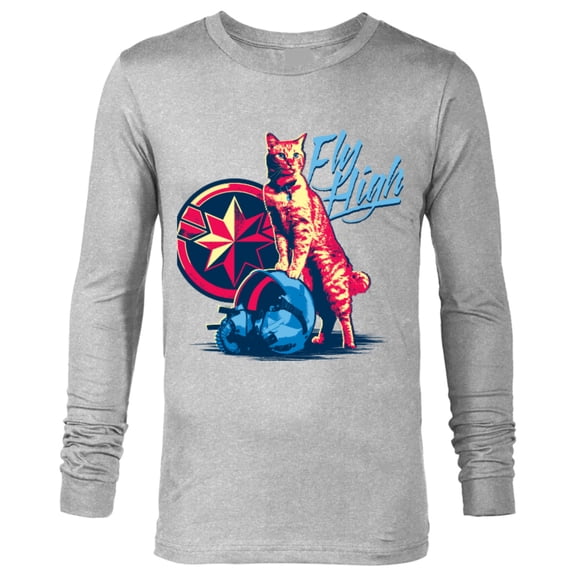 Marvel Captain Marvel Fly High Goose Cat - Long Sleeve T-Shirt for Men - Customized-Athletic Heather
