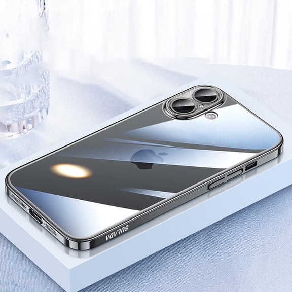 Allytechgroup iPhone 16 Case with Camera Lens Protctor, Crystal Clear Back Cover Heavy Duty Shockproof Drop Proof Anti-Scratch Phone Case for Apple iPhone 16, Black