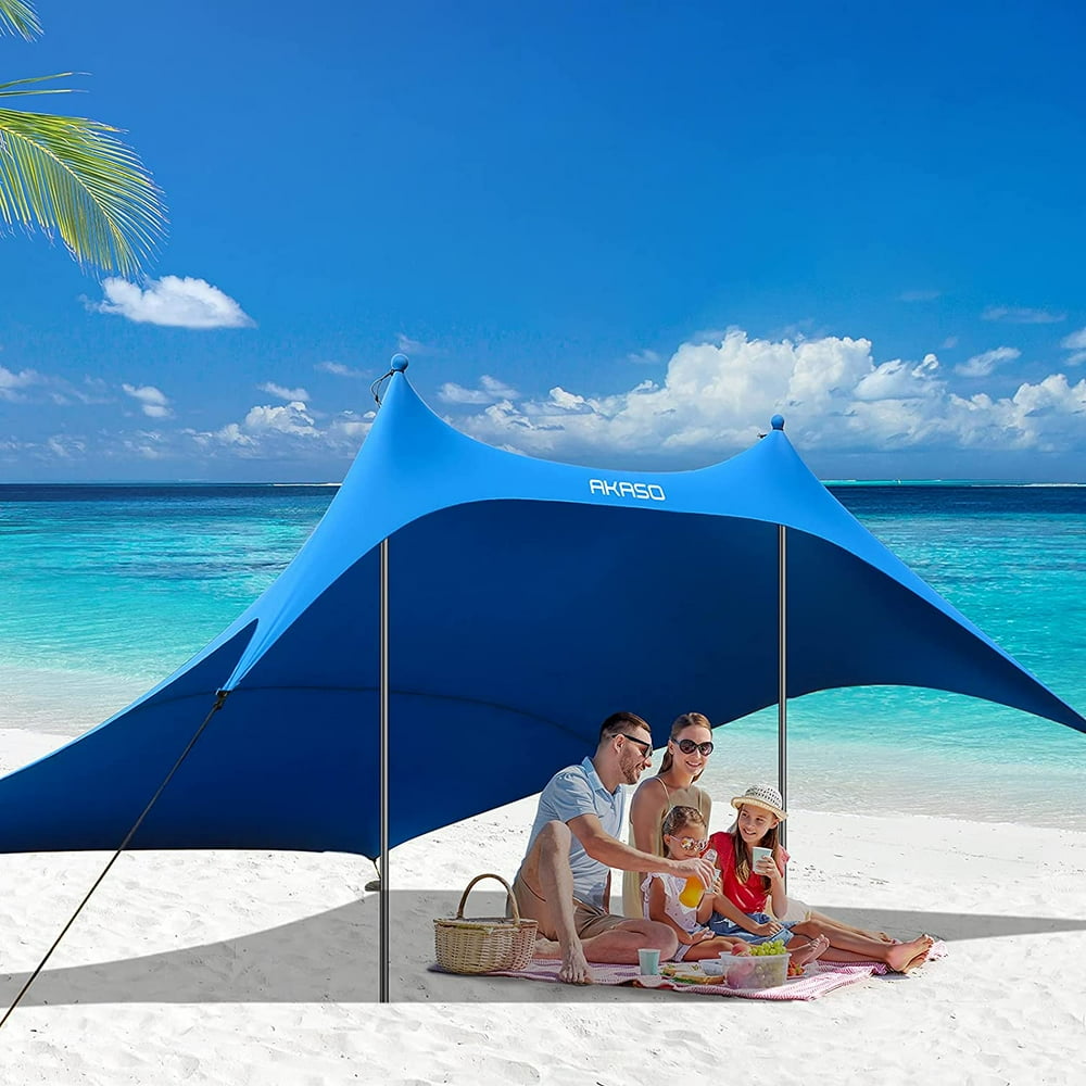 6-8 People Beach Tent, Portable Beach Canopy Sun Shelter UPF50+ for Beach, Camping Trips 