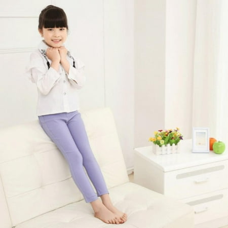 

SYNPOS Kids Girls Skinny Classic Leggings Pants Solid Color Slim fit Long Ankle Pencil Pants Jeggings 3-9 Years