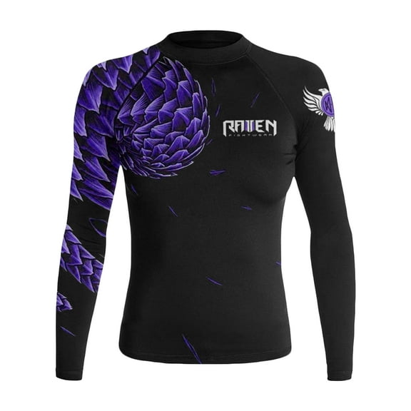 Raven Fightwear Women's Power Pangolin BJJ Rash Guard MMA Black/Purple
