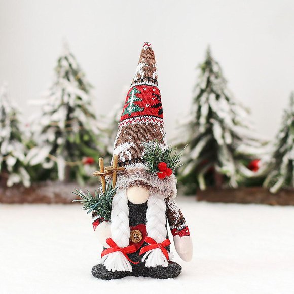 2023 New Year Christmas Decoration For Home Country Style Knitted Hat Faceless Doll Couple Gnome Shopping Mall Window Decoration