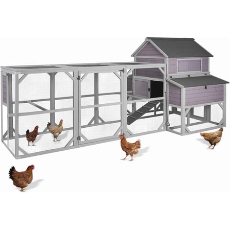 MEDEHOO Chicken Coop 41ft² Large Outdoor Chicken House with Run Multi-Level Hen House Poultry Cage with Nesting Box Waterproof Roof