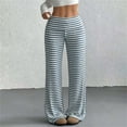 thumbnail image 5 of PBFRDSJ Women's Black Striped Wide Leg Pants Textured Elastic Waist Casual Lounge Trousers Lightweight Comfy Stretchy Loose Pants, 5 of 6