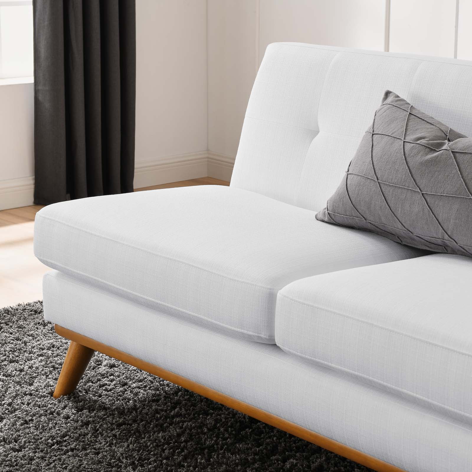 Modway Engage Right-Arm Upholstered Fabric and Wood Loveseat in White