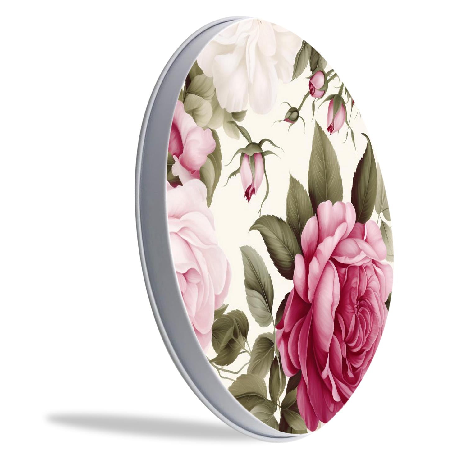 Round Stove Burner Covers 4 Pcs Metal Electric Stove Burner Covers 8Inch And 10Inch ,Pink Rose Flowers Floral colorful
