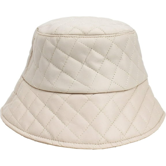 CoCoMangos Women’s Winter Wide Brim Bucket Hat Matt Leather Floppy Hat Lattice Fisherman's Cap