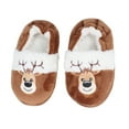 thumbnail image 1 of EeaseMX par de pantuflas cálidas de invierno para niños con diseño navideño, sin algodón, con estampado de alce, talla 17/18 (marrón, 17,5 cm de largo interior), 1 of 7