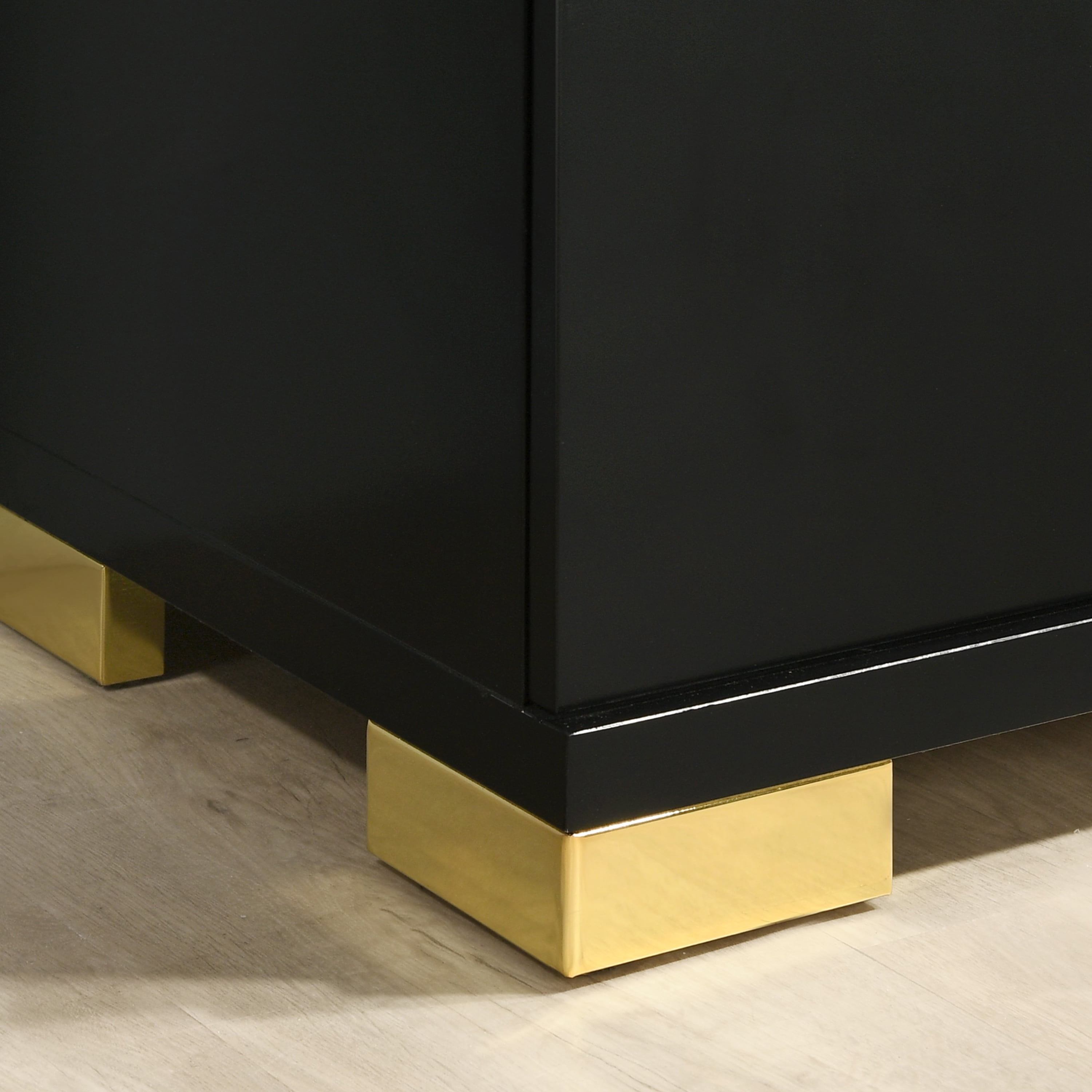 Furniture of America Chora Adult Modern 5-Drawer Solid Wood Bedroom Vertical Dresser, Black and Gold