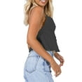 thumbnail image 5 of FEORJGP Women Sexy Basic Ruched Camisole Ladies Summer Ruffle V Neck Waistcoat Sleeveless Vest Solid Color Crop Tops Blouses for Streetwear Clubwear, 5 of 6