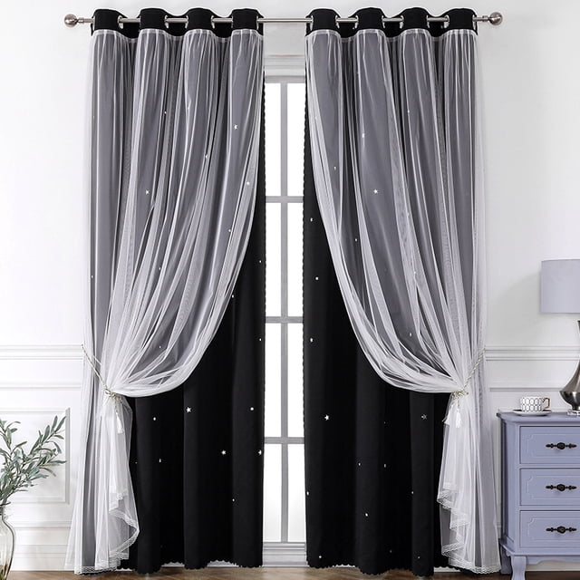 Xiao Hua Cortinas perforadas de estilo sencillo, ideales para dormitorio, sala y cocina (1 panel, 160 cm de largo x 132 cm de ancho, A81)